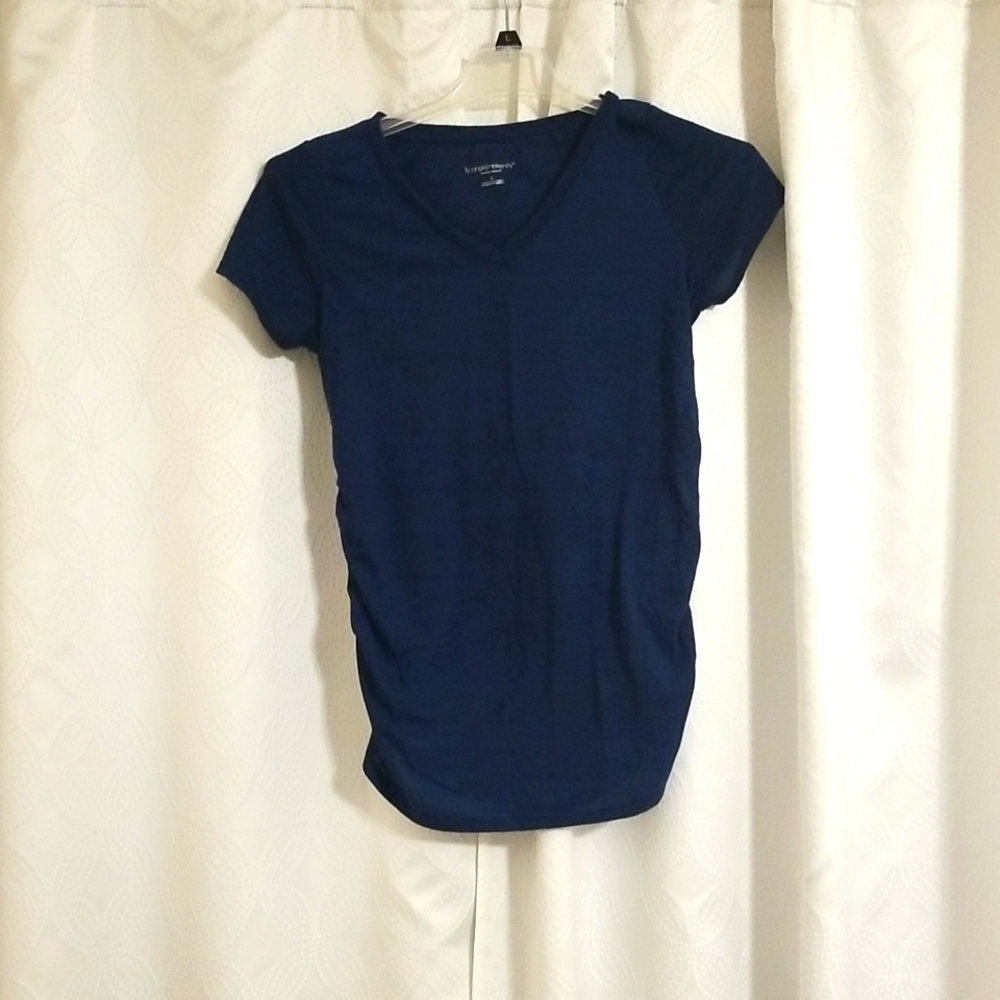 Liz lange maternity short sleeve jersey knit top- navy size small